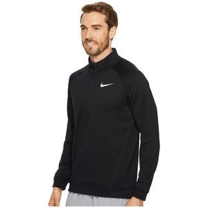 NEW Mens S NIKE Fleece Long Sleeve Quarter Zip Shirt Training 860477-010 Black